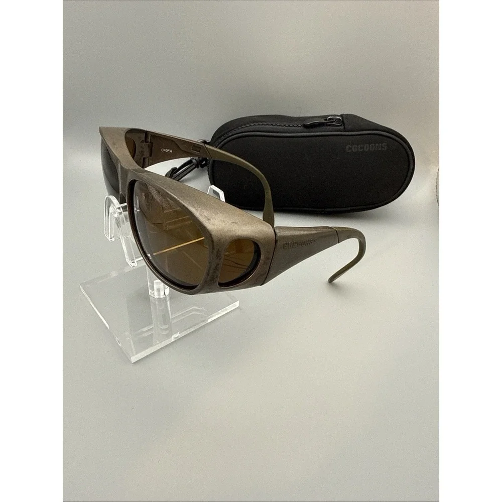 Cocoons Authentic Wrap Sunglasses Brown Frame  Lens Fit Over & Cacoons Case